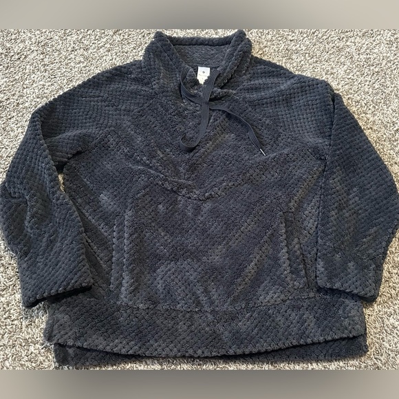 Member's Mark Sweaters - Plush Pullover Gray Cowl Neck Drawstring Kangaroo Pocket Sweater by Members Mark